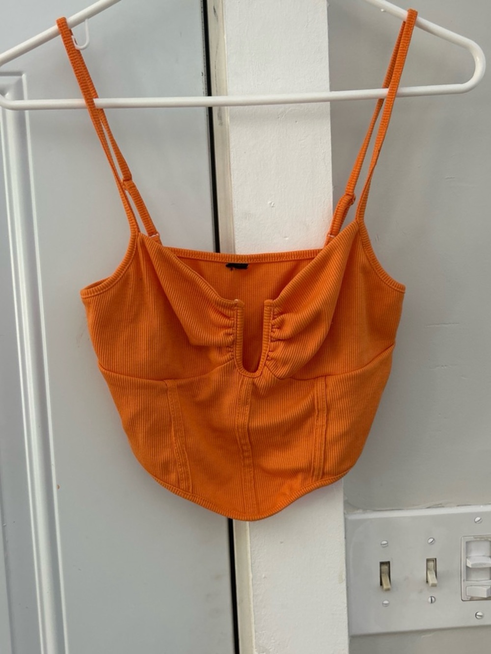 SHEIN Orange Ribbed Cropped Cami Tank